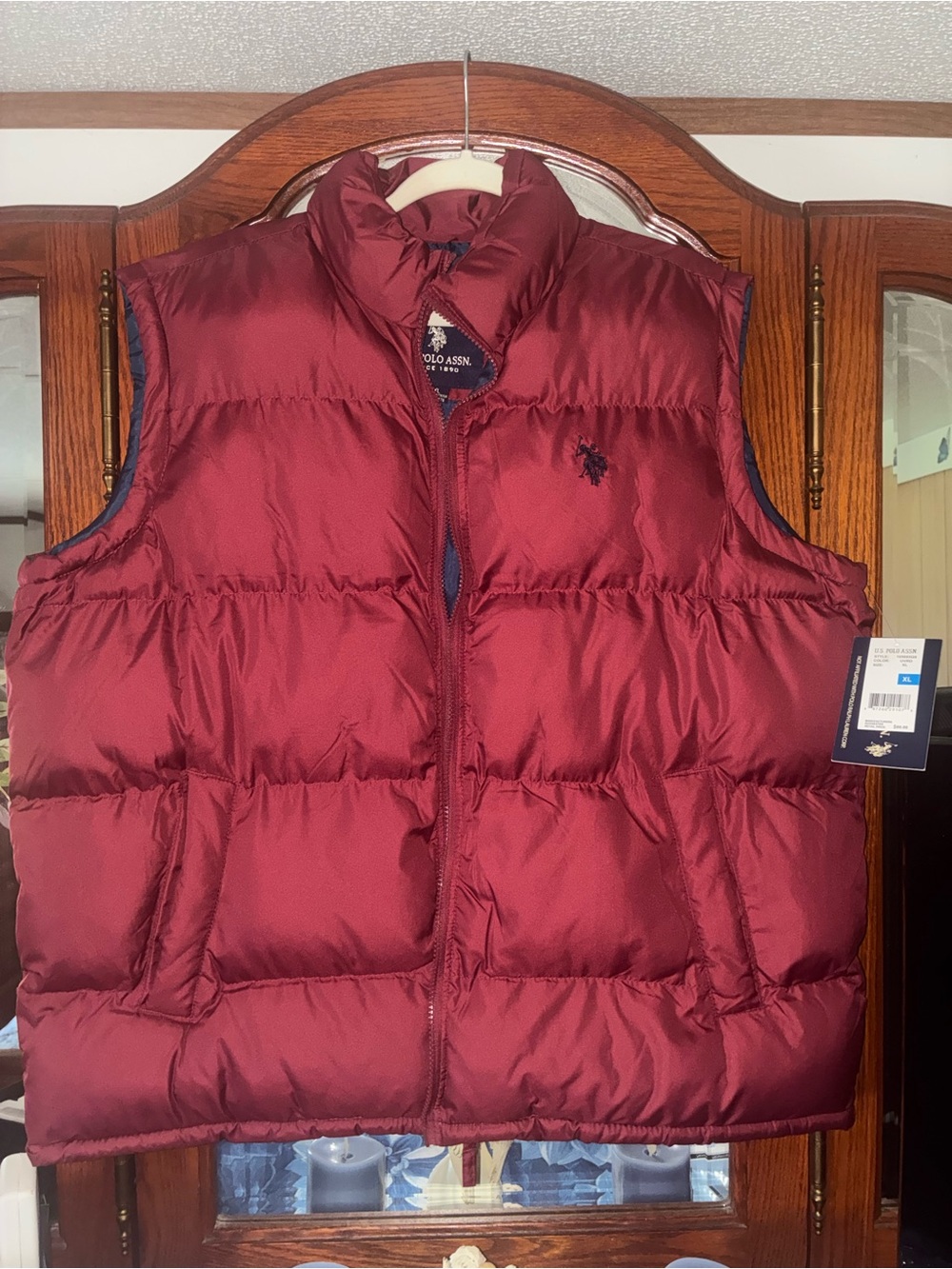 U.S. Polo Assn. Men's Maroon Quilted Puffer Vest